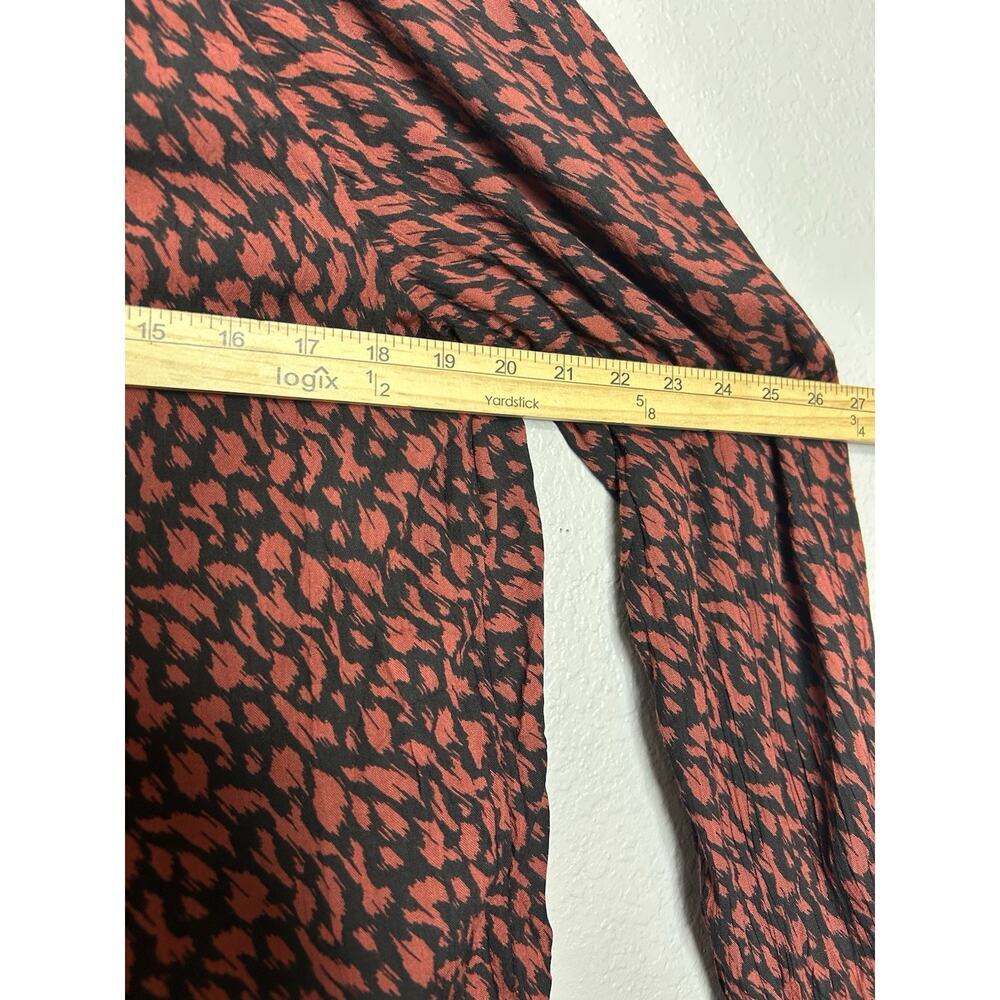 Garnet Hill Red Black Mock Neck Animal Print Long Sleeve Blouse Size Medium - Picture 9 of 11